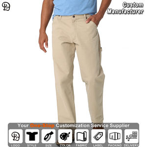 Özel erkekler's mavi Denim iş pantolon ağır düz bacak pantolon rahat marangoz kot inşaat için çok cepler ile - Product Image 2