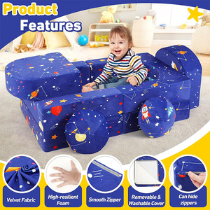 Canapé pliant en mousse pour enfants, thème spatial, dès 2 ans, mobilier de jeu pour enfants - Product Image 3