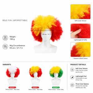 Peluca de Payaso para Actuaciones, Divertida y Colorida, para Halloween, Peluca para Partidos de Fútbol de la Copa Mundial, de Poliéster No Tóxico - Product Image 4