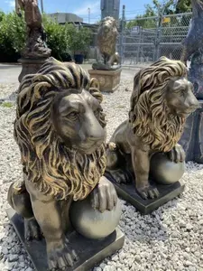 Escultura de metal em tamanho real para venda, estátuas de leão em cobre, escultura personalizada em latão