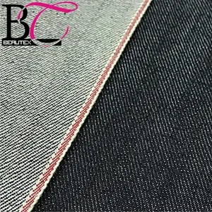 100%Cotton woven twill japanese red selvedge denim fabric for jeans