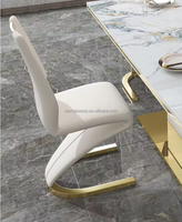 Ensemble de table à manger moderne extensible en acier inoxydable et marbre avec 6 chaises en cuir blanc