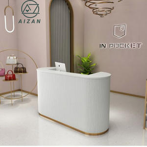 Mostrador de color rosa personalizado para salón de oficina, Mostrador de salón, spa, mostrador de recepción, diseño moderno - Product Image 3