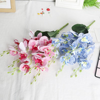 Fleur artificielle avec feuilles, film à 5 branches, orchidée papillon, photographie de mariage, décoration intérieure, toucher réaliste