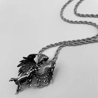 Collier Hisera rétro en acier titane avec ailes d'ange pour hommes et femmes, pendentif tendance hip-hop, chaîne en corde, accessoires pour couple