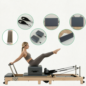 Máquina de Pilates Plegable de Madera de Roble, Equipo de Estudio Portátil Ajustable para Entrenamiento de Adultos - Product Image 1