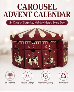 Custom Carousel Shaped Advent Calendar <b>Box</b> with Drawers Rigid Cardboard <b>Christmas</b> Mystery Packaging for Luxury <b>Gift</b> <b>Box</b> - Product Image 3