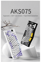 Clavier mécanique AKS075 3 modes Alice avec écran d'affichage, rétroéclairage RGB, sans fil 2,4 GHz, USB-C, échange à chaud, design ergonomique