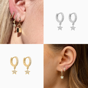 ROXI Light Luxury S925 Sterling <b>Silver</b> Geometric Star Diamond <b>Earrings</b> Ear Buckle Ear Jewelry Women - Product Image 6