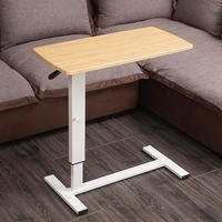 Table de levage métallique à pression d'air, bureau debout mobile pour chambre et maison, bureau d'ordinateur réglable multifonctionnel, table de chevet individuelle