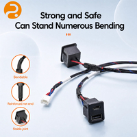 Cable USB Combinado ROMTRONIC de Par Trenzado Blindado de 200 mm y 600 V, Doble USB-A/Tipo-C, Montaje en Panel, Conectores de Doble Terminal, Automotriz