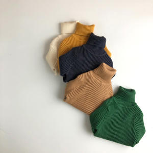 Suéter de Punto Acanalado para Bebé Niña/Niño, Cuello Alto, Primavera/Otoño/Invierno, Jersey de Punto para Niños, Color Sólido, Ropa para Bebés de 3 a 12 Años - Product Image 2