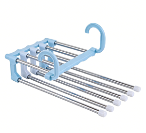 Organizzatore <span class=keywords><strong>Salvaspazio</strong></span> Magico <span class=keywords><strong>a</strong></span> 5 Livelli in Acciaio Inox, Appendiabiti Retrattile Pieghevole per Pantaloni, Organizzatore per Armadio - Product Image 4