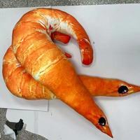 Peluche crevette réaliste et douillette, grande taille, imprimée, en polyester doux, coussin décoratif amusant, vente en gros