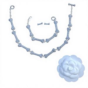 Pendientes y Pulsera de Cadena Saturno de la <span class=keywords><strong>Serie</strong></span> <span class=keywords><strong>Bones</strong></span> de Tungsteno con Diamantes Completos Empress Dowager, Diseño Personalizado de Moda Femenina Brillante - Product Image 1