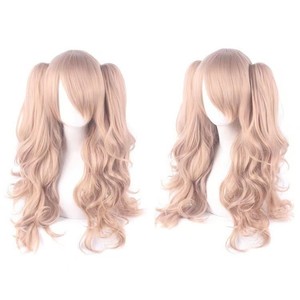 Perruque Lolita synthétique ondulée de 66 cm pour fête d'Halloween, double queue de cheval, cosplay, sans colle, résistante à la chaleur, avec filet à boutons – Vente en gros - Product Image 3