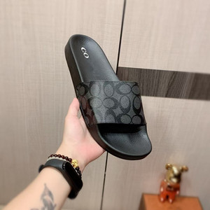Sandali da uomo alla moda <span class=keywords><strong>con</strong></span> stampa monogramma per tutte le stagioni, <span class=keywords><strong>ciabatte</strong></span> piatte a fascia singola <span class=keywords><strong>con</strong></span> punta aperta e motivo distintivo - Product Image 2