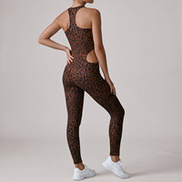 Combinaison de yoga pour femme, nouvelle collection, imprimé léopard, en spandex/polyester, pantalon long, haute élasticité, séchage rapide, résistante aux plis, pour le sport
