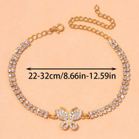 Chaîne de pied de mode personnalisée pour les filles strass tennis cheville bijoux plaqué or papillon bracelets de cheville pour les femmes