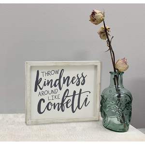 ป้ายไม้ Parisloft ข้อความ "Throw Kindness Around Like Confetti" ขนาด 10x8 นิ้ว กรอบสีขาวล้าง ตกแต่งผนังสไตล์โมเดิร์นฟาร์มเฮาส์ - Product Image 6