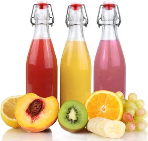 250ml 500ml 750ml 1000ml vòng vuông rõ ràng trong suốt kín Glass Beer Bottle với Flip Top - Product Image 1