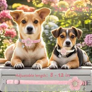 Collar Flor, Camada Cachorro, Collares XS Perros Pequeños con Campana para Niña Niño Pequeño Perro (Rosa) - Product Image 5