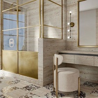 Projet de villa au design moderne, revêtement mural et de sol en pierre de travertin Milan poli sur mesure à prix réduit pour la décoration de cuisine