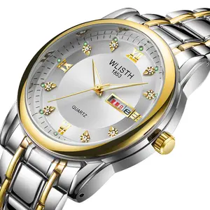 Relógios de ouro masculinos luxuosos, marca privada, relógio masculino, logotipo personalizado, movimento automático, aço inoxidável