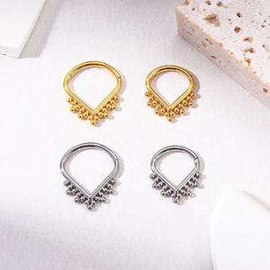 <span class=keywords><strong>Piercing</strong></span> para el cuerpo de titanio Joyas Colores anodizados Cuentas de soldadura Anillo para el tabique Pendientes de gota de agua - Product Image 6