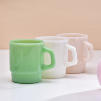 Tasse en verre de jade de lait créatif Tasse à eau colorée en verre de ménage de haute qualité avec poignée Tasse à jus de café rétro simple