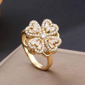 도매 로맨틱 유니섹스 회전 꽃 나비 패션 쥬얼리 반지 여성 불안 완화 피젯 스피닝 링 - Product Image 4