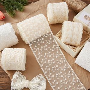 Ruban de dentelle brodé floral 3D personnalisé, romantique, 7 cm, pour mariage, fête prénuptiale, boîte cadeau, 5 yards/rouleau - Product Image 1