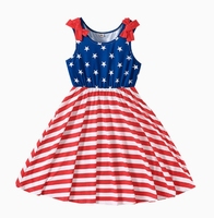 Robe d'été pour filles Zs 4th July US, sans manches, à bretelles, motif drapeau américain, en spandex/polyester respirant, longueur genou, pour enfants