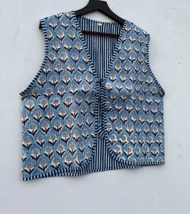 Autumn Winter <b>Women's</b> Sustainable Cotton <b>Waistcoat</b> Reversible Stripe Piping V-Neck Design Versatile Outer Streetwear Short - Product Image 4