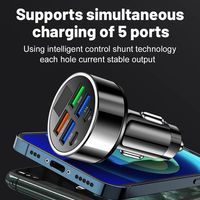Cargador de Coche Eléctrico 6 en 1 PD Tipo C de 6 Puertos con Pantalla Digital Adaptador de Carga Rápida USB para Teléfono Móvil