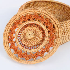 Handmade Cotton <b>Rope</b> Eco-Friendly Multifunction Storage <b>Basket</b> Rattan Storage <b>Basket</b> Perforated Lid for Living Room Decoration - Product Image 5