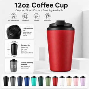 Taza de café de 12 oz personalizada de acero inoxidable 304 de doble pared con aislamiento al vacío y recubrimiento en polvo para grabado láser e impresión UV. - Product Image 1