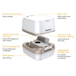 SEAFLO nuovo design 12L wc portatile in plastica da campeggio all'aperto <span class=keywords><strong>Caravan</strong></span> wc portatile a filo automatico con <span class=keywords><strong>serbatoio</strong></span> dell'<span class=keywords><strong>acqua</strong></span> da 3.2 galloni - Product Image 2