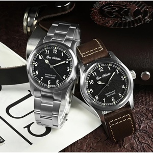 Montre pilote pour homme San Martin SN0034-G-A, mouvement à quartz RONDA 715, cadran à motif flamme, style simple et tendance, 10 bars, lumineuse - Product Image 3