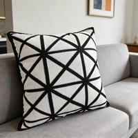 Housse de coussin carrée géométrique style pastoral vintage avec motifs visage et fleur, pour canapé, usage domestique et hôtelier, lavable et anti-plis