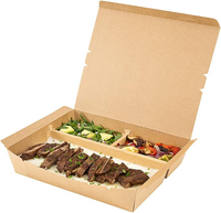 Vente en gros de boîte d'emballage alimentaire 5 divisé jetable papier kraft Boîte à lunch à emporter Boîte à lunch à emporter cloisonnée
