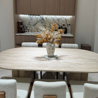 Ensemble de table à manger en pierre JinZhi, style Wabi-Sabi, travertin blanc naturel, table à manger moderne de luxe, marbre durable, élégant, salle à manger