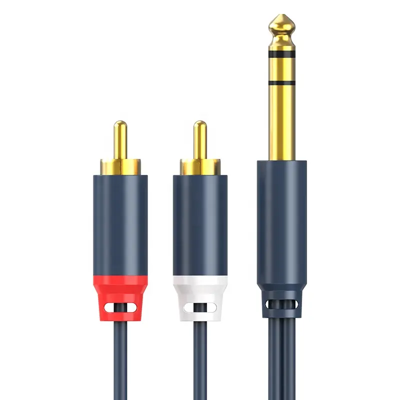 Câble OEM 6.35mm vers 2rca 6.5 2 rca 6.35mm vers Double rca TS 1/4 Câble Audio Amplificateur HiFi Coaxial Micro Fil Vidéo rca vers phono
