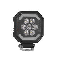Phare de travail LED carré à bordure orange, faisceau combiné haute puissance, lampe antibrouillard tout-terrain avec support noir pour Jeep Wrangler SUV