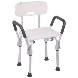 Chaise de douche en alliage d'aluminium Xuanrui avec dossier et accoudoirs, hauteur réglable, équipement de sécurité pour salle de bain - Product Image 1