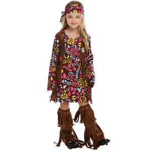 Disfraces y Faldas de Estilo Hippie Retro de los 70 para Niñas, Inspirados en Películas y Series de TV, para Halloween, Carnaval, Actuaciones Escénicas, Venta al Por Mayor - Product Image 1