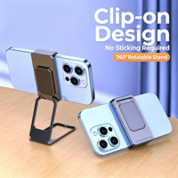 Support de téléphone en métal pliable et portable, avec clip arrière, autocollant de fixation, anneau de maintien pour doigt, support de bureau multifonctionnel et créatif