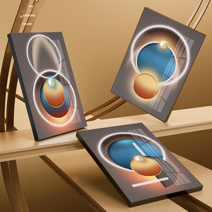 3 <span class=keywords><strong>Quadri</strong></span> <span class=keywords><strong>Astratti</strong></span> in Colori Scuri con Geometria Solida, Dipinti su Tela di Lusso per Arredamento Casa, Cornice Personalizzabile, Decorazione Cuadros - Product Image 2