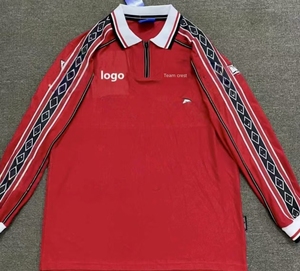 Maglia da calcio a manica lunga retrò di alta qualità con collo a Polo manica a costola apertura in poliestere kit da calcio da uomo uniforme da calcio - Product Image 3