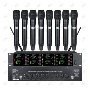 ระบบไมโครโฟนไร้สาย UHF ระดับมืออาชีพ 8 ช่องสัญญาณ รุ่น EIF DA-8028 คุณภาพสูง แบบพกพา น้ำหนักเบา สำหรับหลายคน - Product Image 3